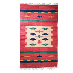 Tapete textil rojo rombos
