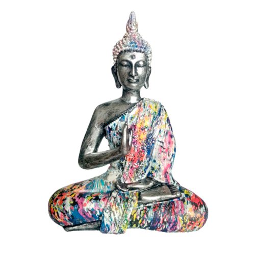 Buda plateado con traje