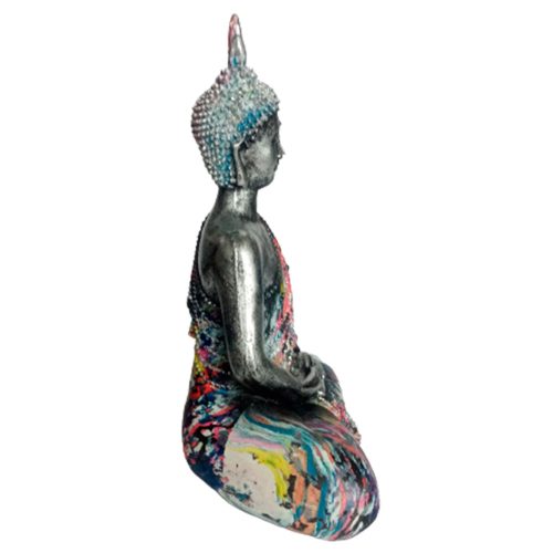 Buda plateado con traje
