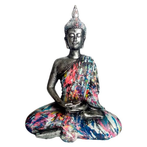 Buda plateado con traje