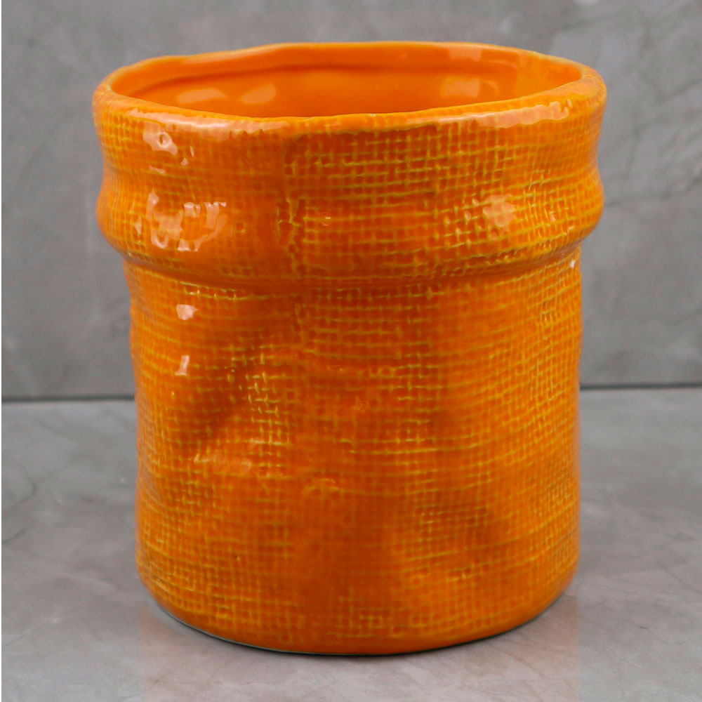 Maceta de porcelana naranja