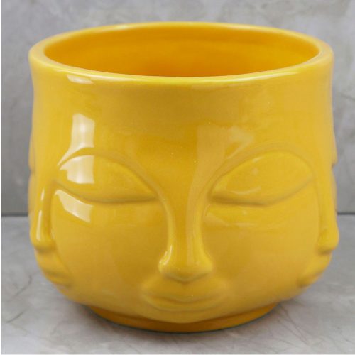 Maceta de porcelana amarilla