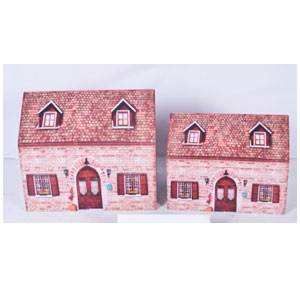 Juego de 2 cajas diseño casa de ladrillo