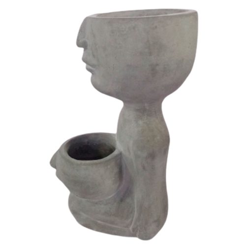 Maceta de cemento gris