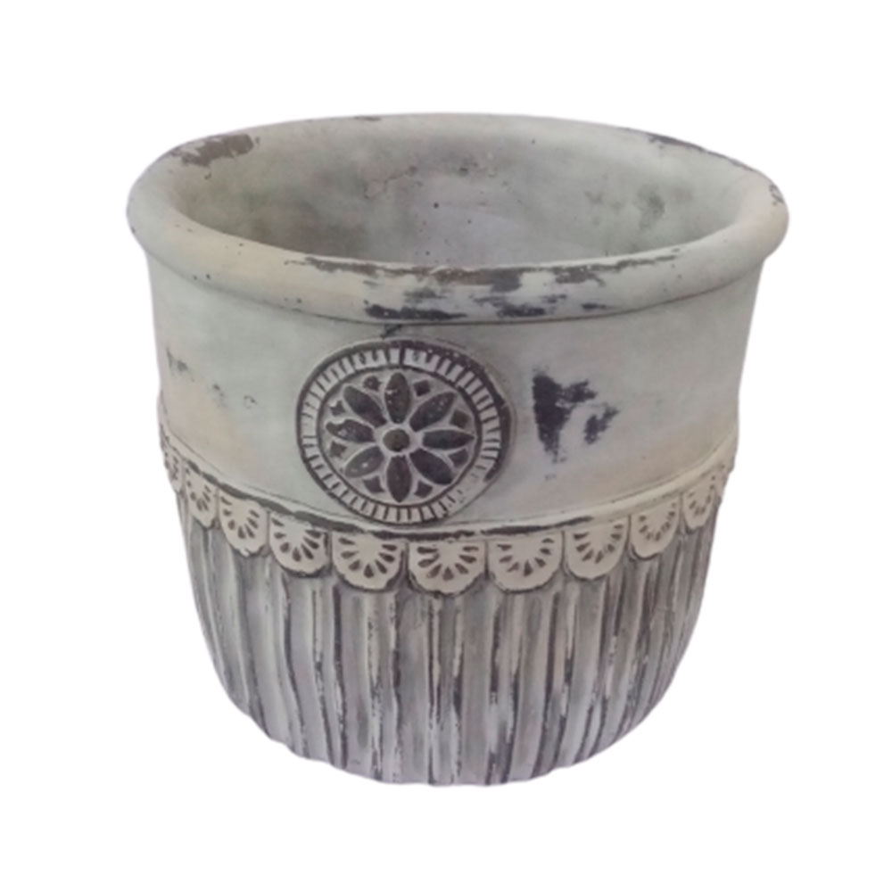 Maceta gris de cemento - Galerías el Triunfo - 072072763103