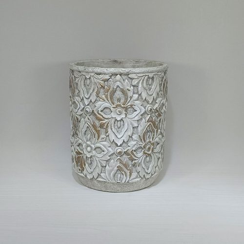 Maceta cilíndrica gris