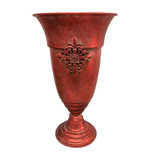 Maceta de metal roja