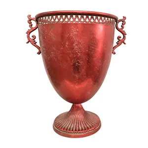 Maceta de metal roja