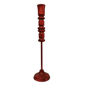 Candelabro de metal rojo