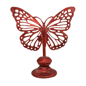 Candelabro de metal rojo