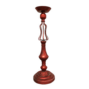 Candelabro de metal rojo