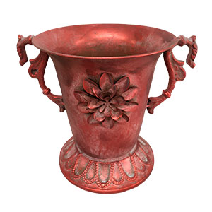 Maceta de metal rojo