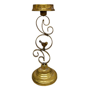 Candelabro de metal dorado