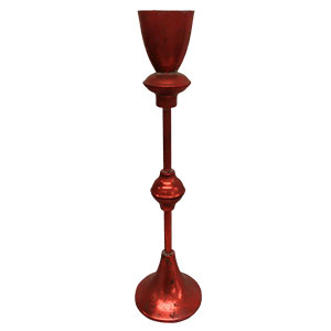 Candelabro de metal rojo