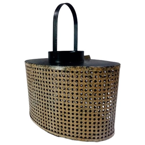 Linterna metálica tejida beige
