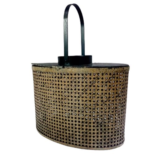 Linterna metálica tejida beige