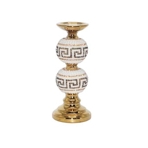 Candelabro dorado con perlas