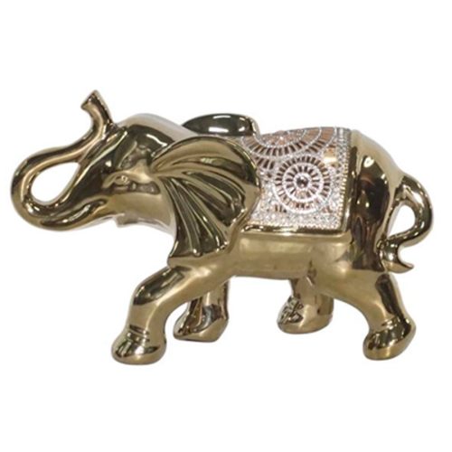 Elefante de porcelana dorado