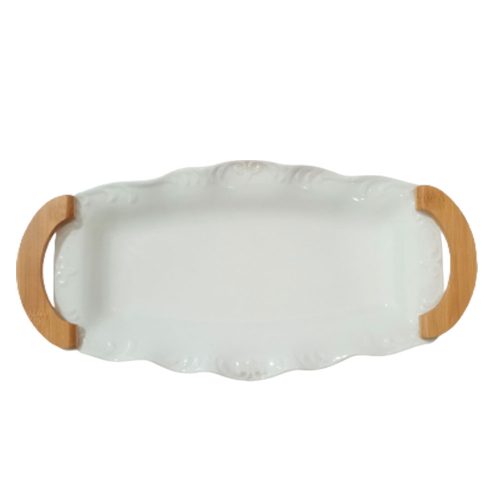 Charola rectangular de porcelana