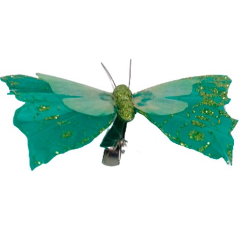 Mariposa verde con pinza