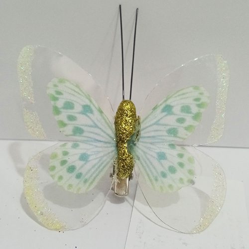 Mariposa verde con pinza