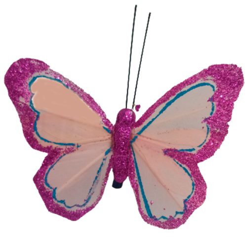 Mariposa rosa con pinza
