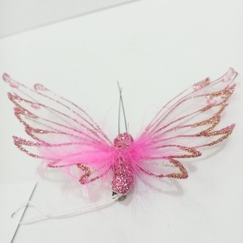 Mariposa rosa con pinza