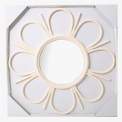 Espejo blanco diseño flor