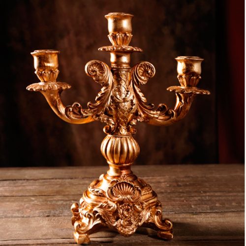 Candelabro de resina dorado
