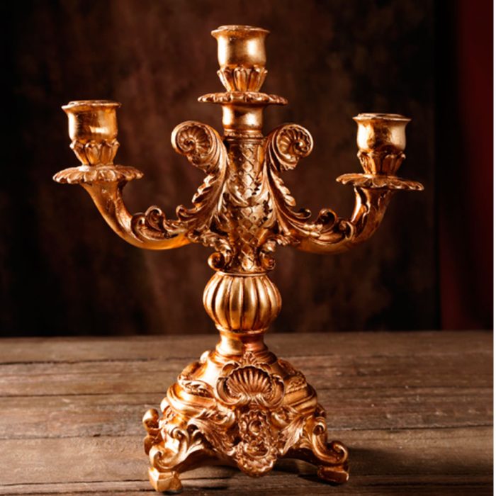 Candelabro de resina dorado - Galerías el Triunfo - 103072769032
