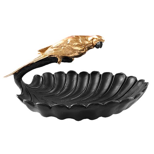 Loro de resina dorado