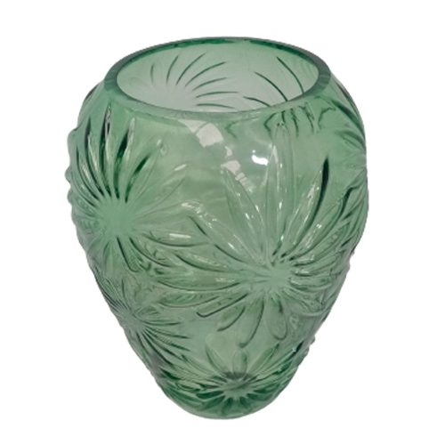 Florero de vidrio verde