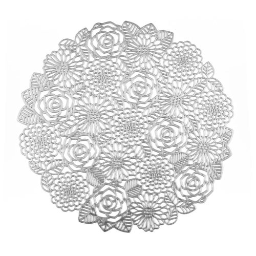 Mantel individual redondo plateado