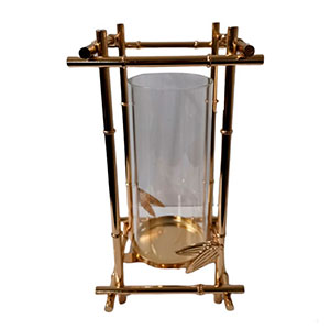Candelabro de metal dorado
