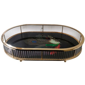 Charola oval de vidrio
