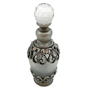 Perfumero de metal plateado