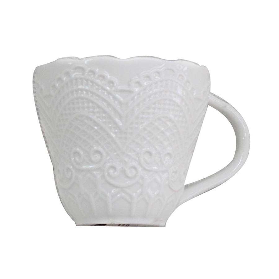Taza de cerámica blanca