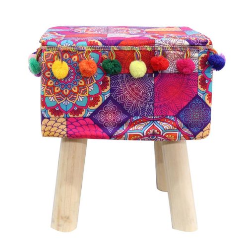 Taburete cuadrado con estampado