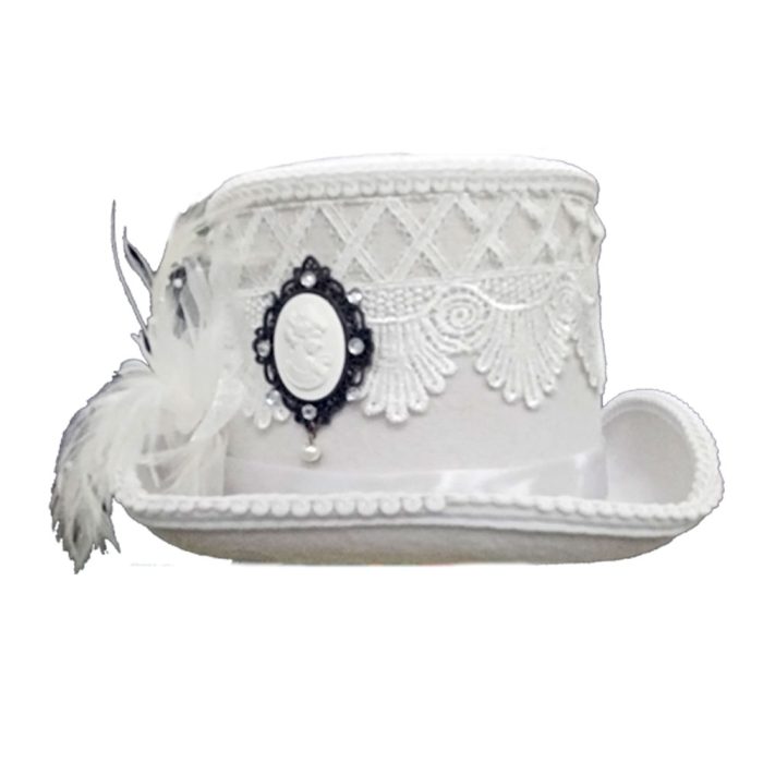 Sombrero blanco con velo - Image 2