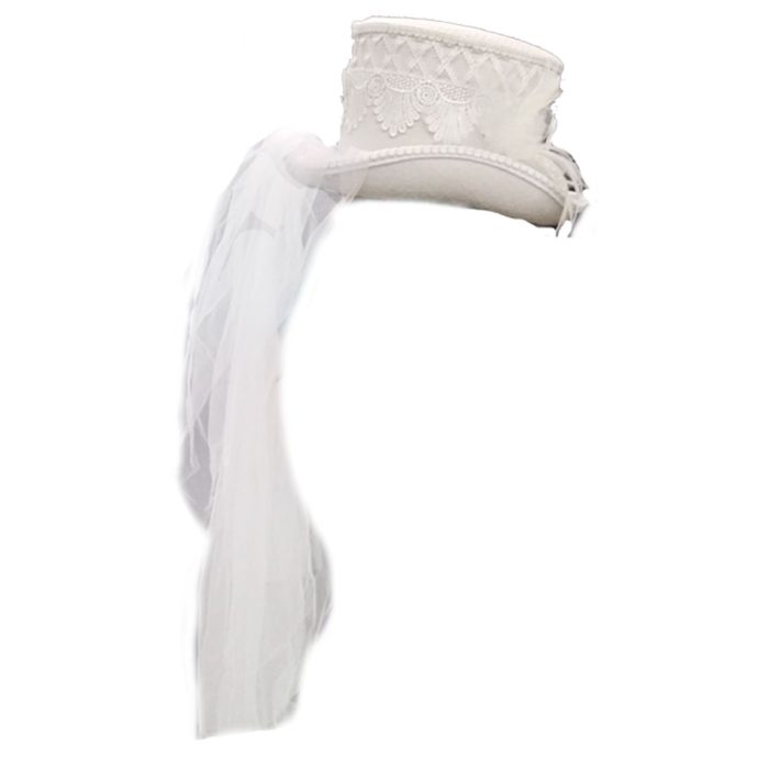 Sombrero blanco con velo - Image 3