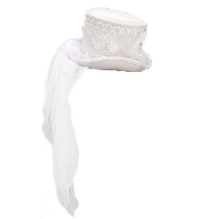 Sombrero blanco con velo - Image 4