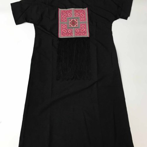 Vestido largo negro manga
