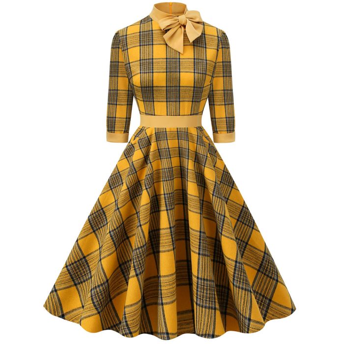 Vestido diseño cuadros amarillos - Galerías el Triunfo - 291001736827