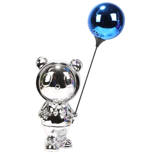 Panda de poliresina plateado