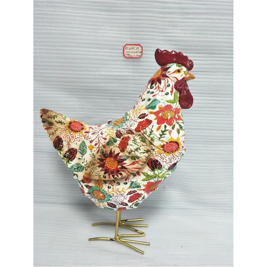 Gallina floreada de poliresina - Galerías el Triunfo - 044071821712
