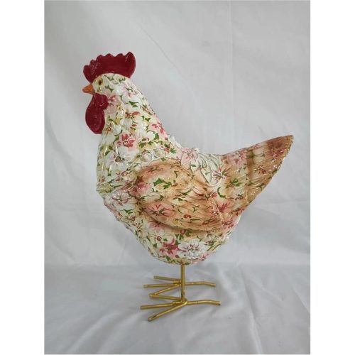 Gallina floreada de poliresina