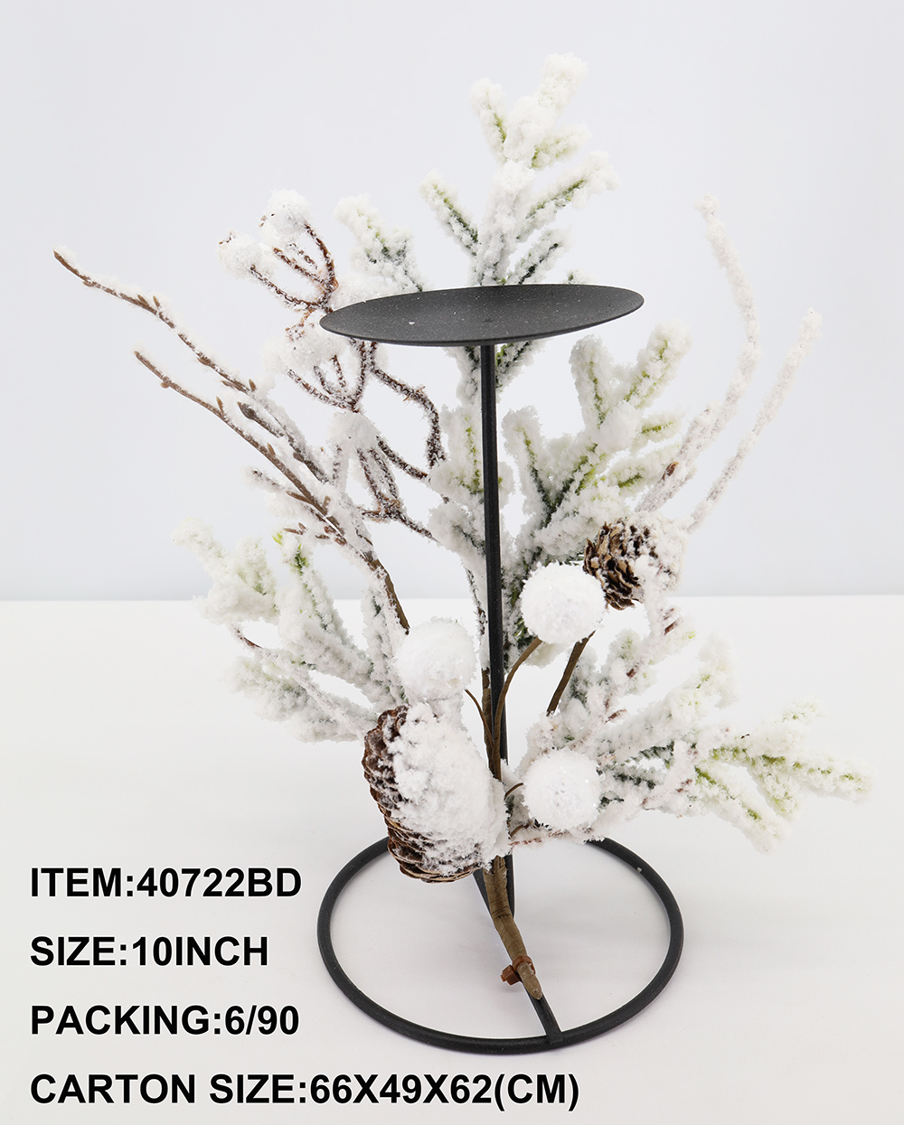 Candelabro con follaje nevado - Galerías el Triunfo - 049072641207