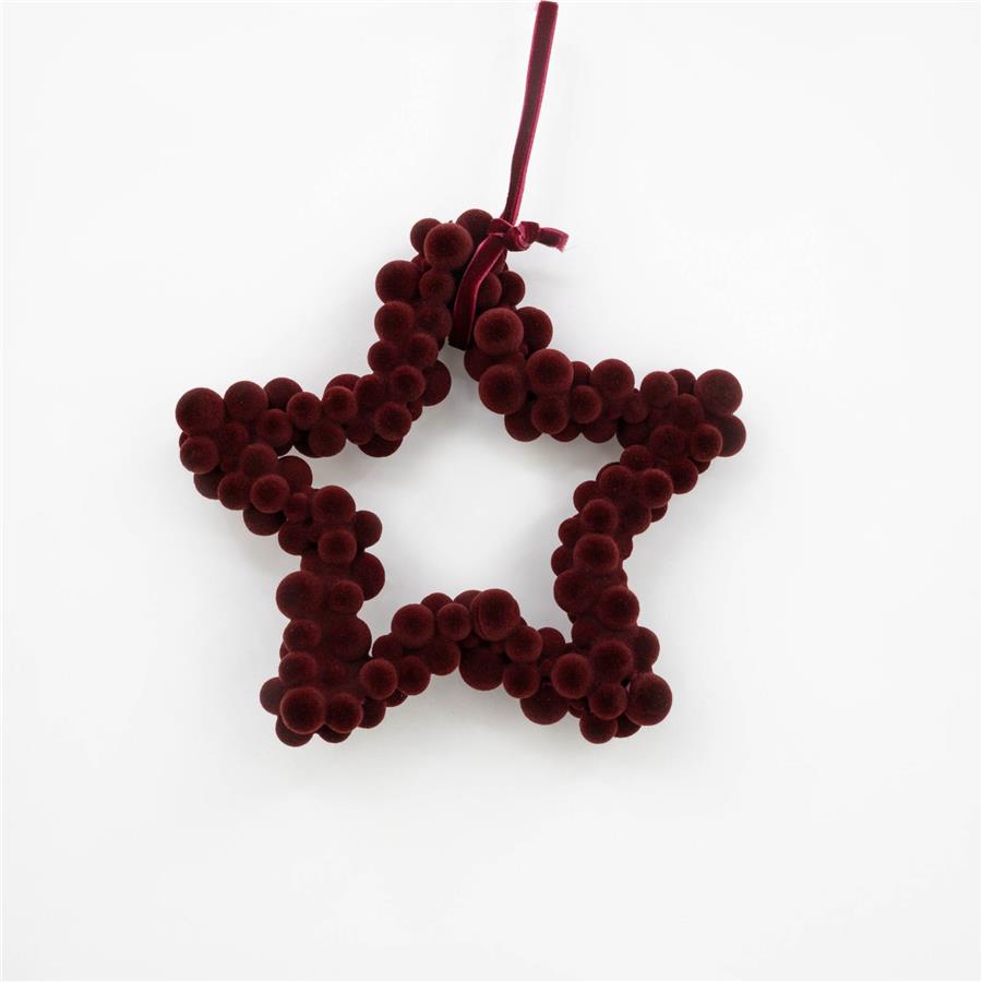 Estrella con pompones vino - Galerías el Triunfo - 100307378466