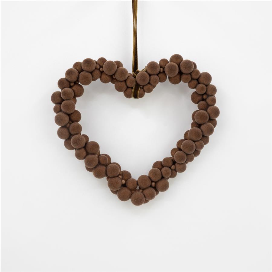 Corazón con pompones cafe - Galerías el Triunfo - 100307378470