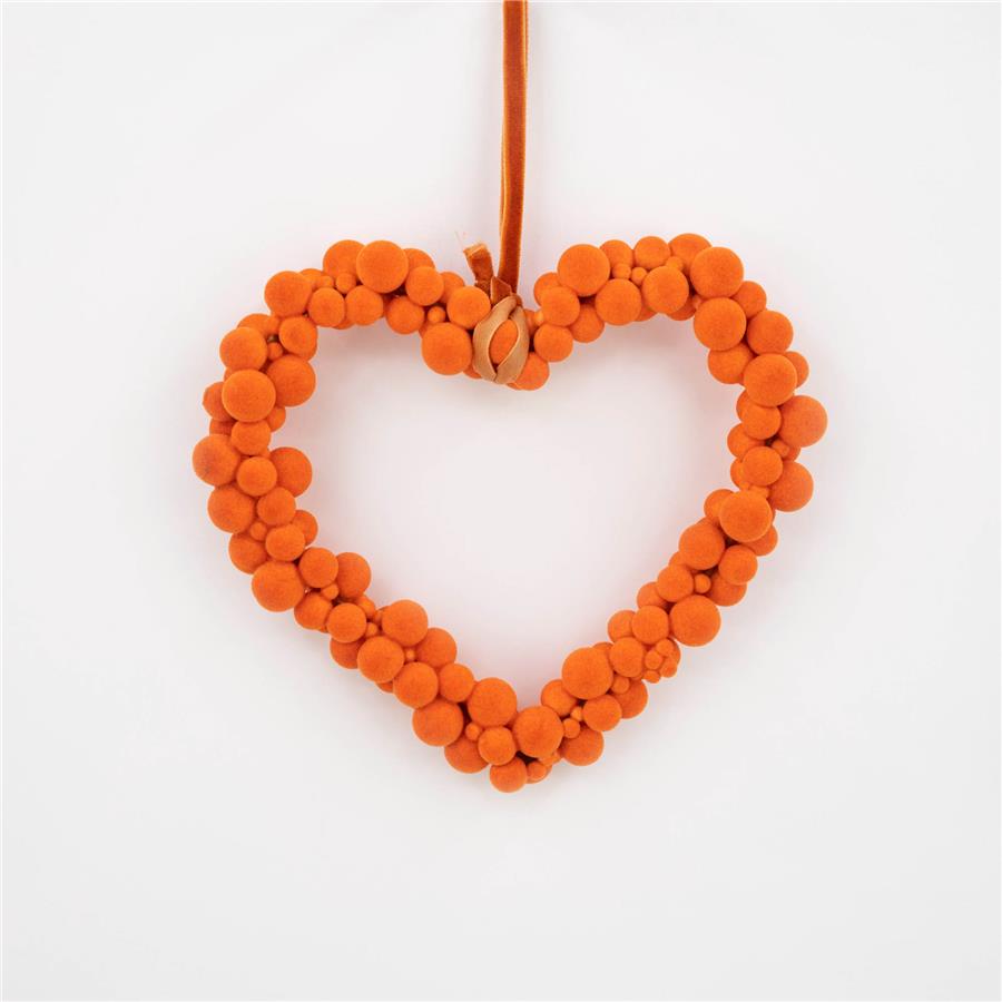 Corazón con pompones naranja - Galerías el Triunfo - 100307378476